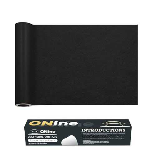 ONine Leather Repair PatchLeather Repair Tape 8 x 48 inches Leather Repair Patch for FurnitureVinyl Repair kitLeather Couch Patchfor Sofas Furniture car SeatsBlack