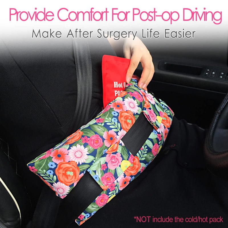 D. Cozy Hysterectomy Pillow Abdominal Surgery Seatbelt Pillows With Pocket Myomectomy Comfort Cushion For Belly Incision Tummy Tuck C-Section Recovery Gifts Women Patients (Cute Flower) - Image 2