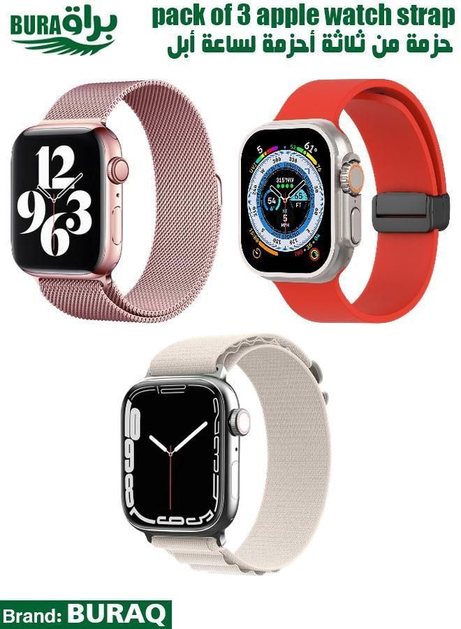 BURAQ Apple Watch Band Strap For Apple Watch Ultra 2/Ultra 49mm, Series 10 46mm, 9/8/7 45mm, SE2/SE/6/5/4 44mm, 3/2/1 42mm 