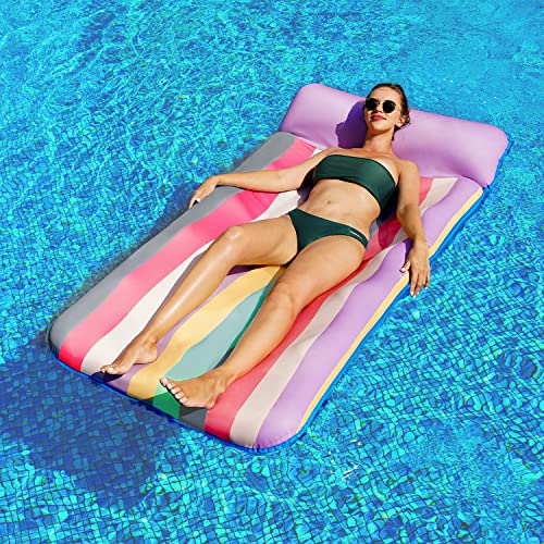 PARENTSWELL Oversized Pool Float - 72" x 36", X-Large, Fabric-Covered Pool Lounger with Headrest - Image 2