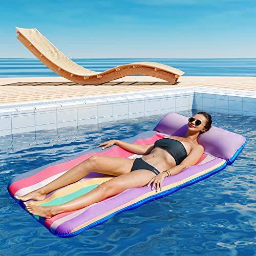 PARENTSWELL Oversized Pool Float - 72" x 36", X-Large, Fabric-Covered Pool Lounger with Headrest - Image 4