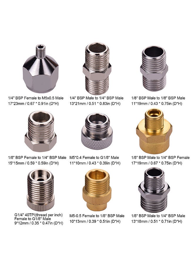 Generic - 9pcs Airbrush Adapter Kit Multi-Size Fitting Connector Set for airbrush air hose Compatible with Badger Paasche Airbrush - Image 1