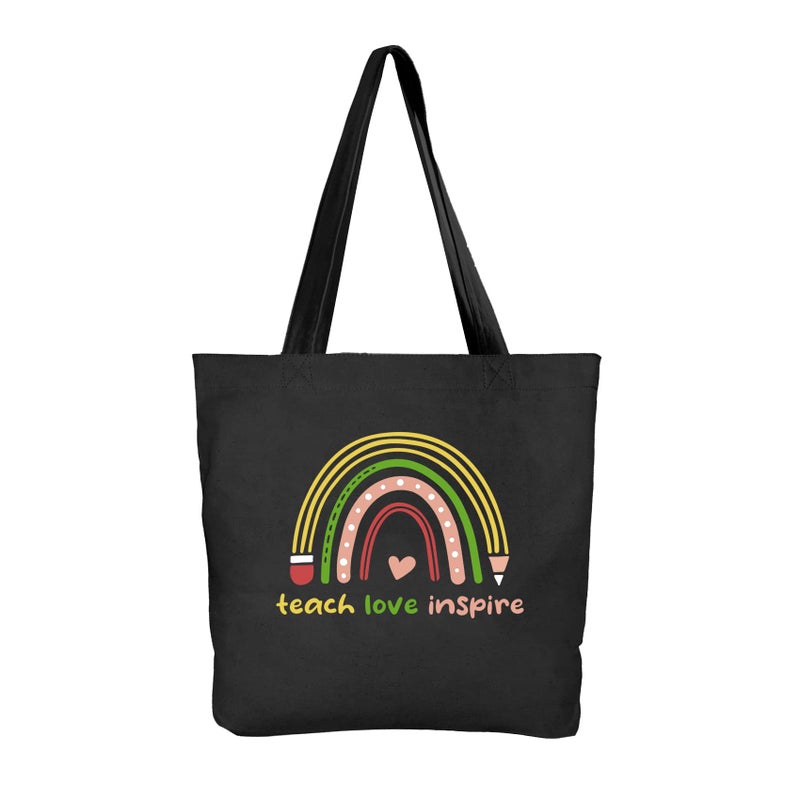 Ugiftcorner Teacher Gifts for Women Teacher Bag Thank You Birthday Christmas Graduation Thanksgiving Valentines Gifts Canvas Tote Bag with Pocket Black