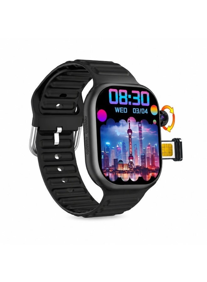 Smartberry C99 Plus 2.06 Inch AMOLED HD Smart Watch with Rotating HD Camera, GPS, Fitness Tracker, Dual Straps, Black - Image 1