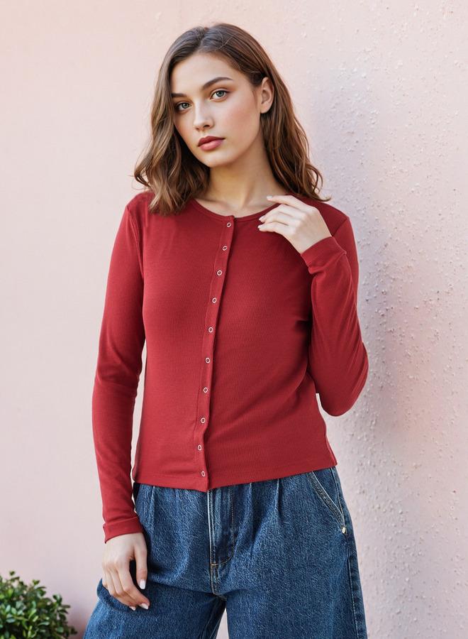 Lee Cooper Ribbed Henley Neck Shirt - Image 1