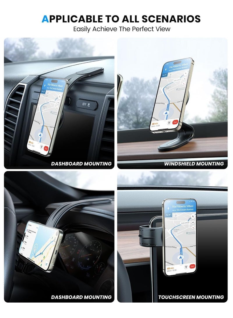 DUSALA Detachable Phone Car Mount for Magsafe and Strong Magnets Hands Free iPhone Car Holder Mount Automobile Dashboard Car Phone Holder for iPhone 15 14 13 12 Pro Plus Max - Image 2