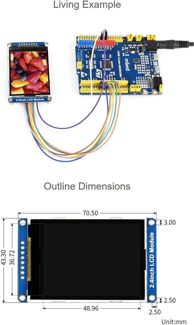 Waveshare 2.4inch LCD Display Module with 65K RGB Colors 240×320 Resolution SPI Interface - Image 5