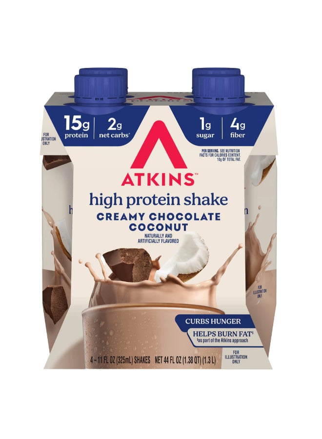Atkins Protein-Rich Shake Creamy Chocolate Coconut 4 Shakes 11 fl oz (325 ml) Each - Image 3