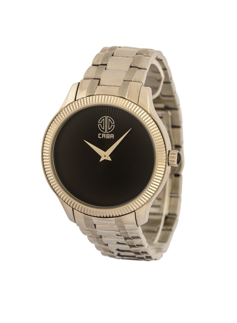 CABA Men's Watch, Elegant Design, Black Dial Without Numbers, Water Resistant And Rust Resistant,Stainless Steel, Silver- 3106885M-1 - Image 1