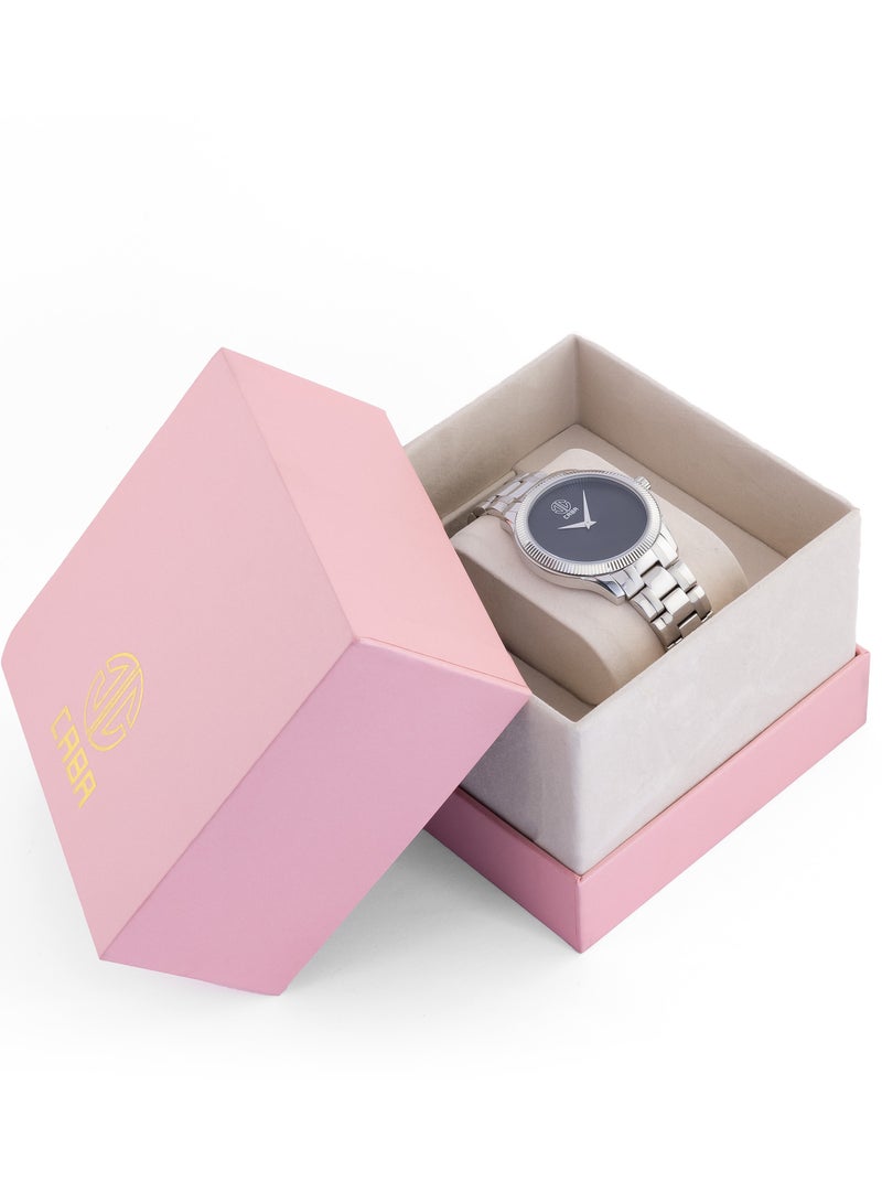 CABA Men's Watch, Elegant Design, Black Dial Without Numbers, Water Resistant And Rust Resistant,Stainless Steel, Silver- 3106885M-1 - Image 2