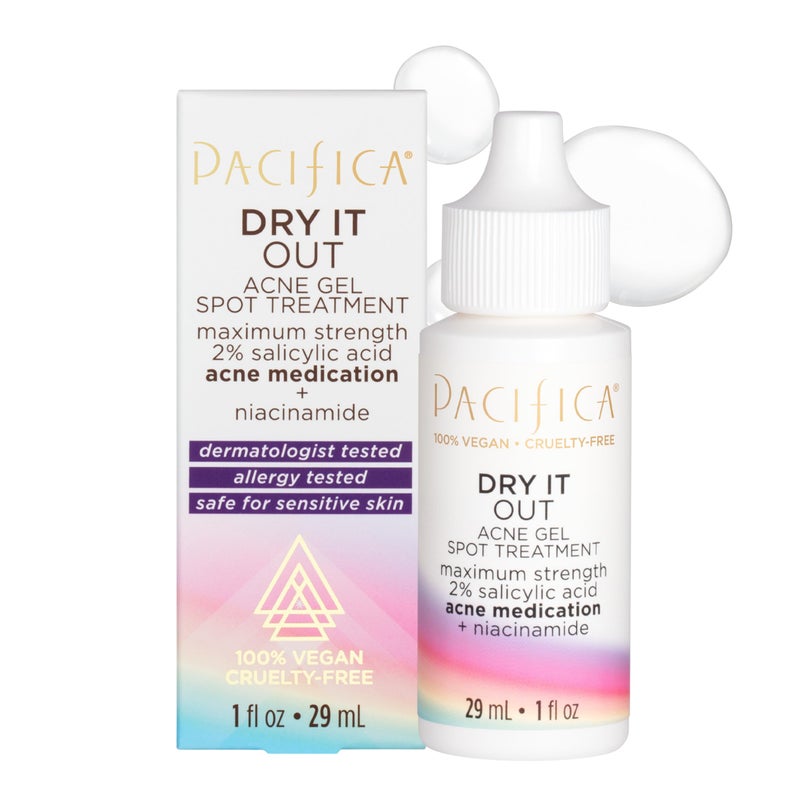 Pacifica Acne Spot Treatment  Pimple Cream  Dry It Out Gel with 2 Salicylic Acid Witch Hazel Niacinamide  Dries Blemishes Overnight Fights Breakouts  Redness For Teens  Adults Vegan Clean