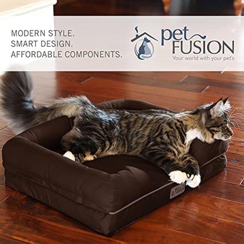 petfusion Small Pet Bed w/Solid 2.5" Memory Foam, Waterproof liner, YKK premium zippers. [Chocolate Brown, 25x20x5.5"; dog beds furniture also for cats] - Image 3