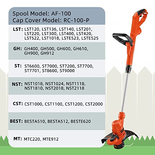 EVENTRONIC Weed Eater String Compatible with Black+Decker, AF-100 0.065" Weed Wacker String Refill 360ft Automatic Feed String Trimmer Replacement Line Spool for Black&Decker (12Spools + 3Caps+3Springs) - Image 5