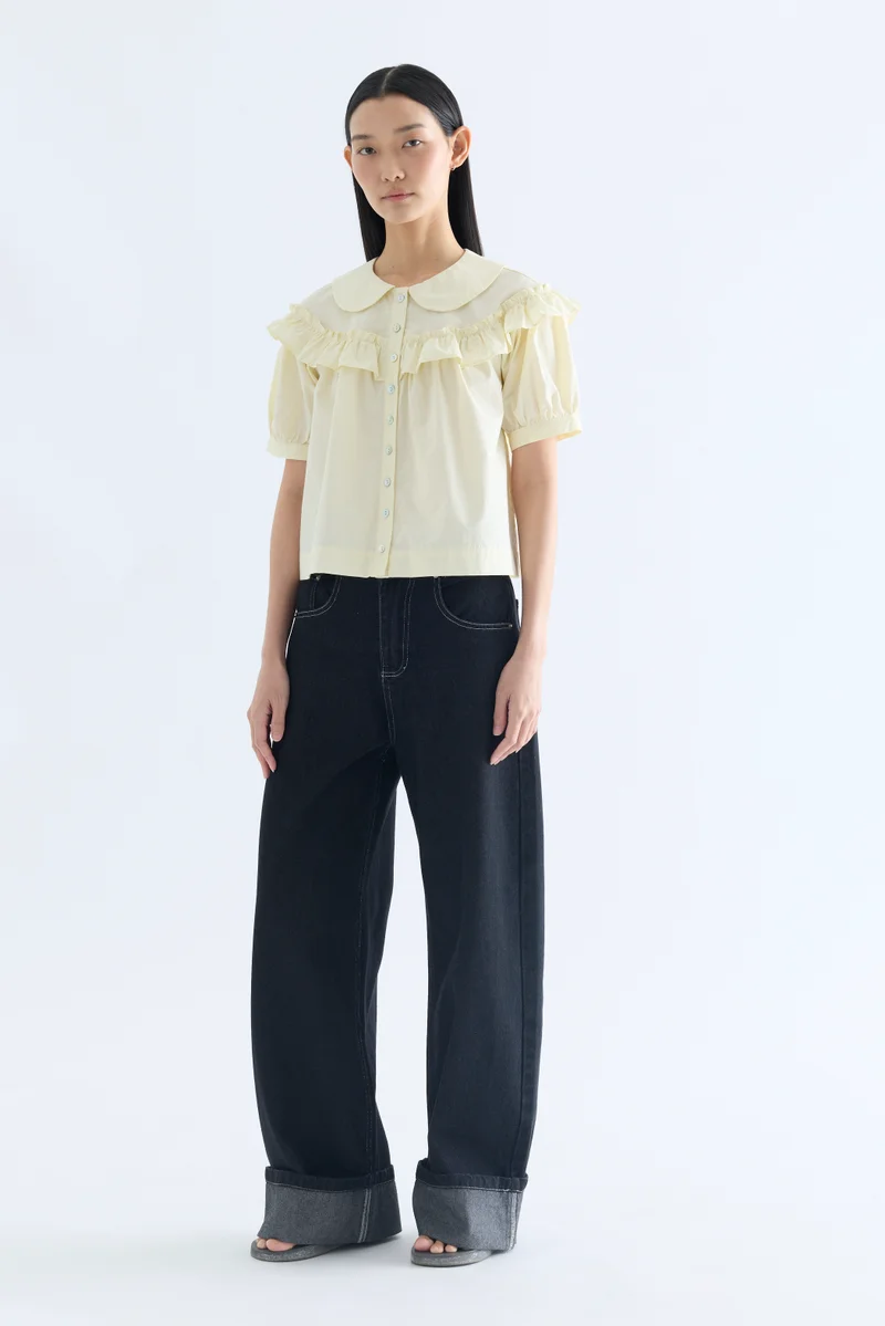 The Editor's Market Celia Ruffle Yoke Shirt - Butter