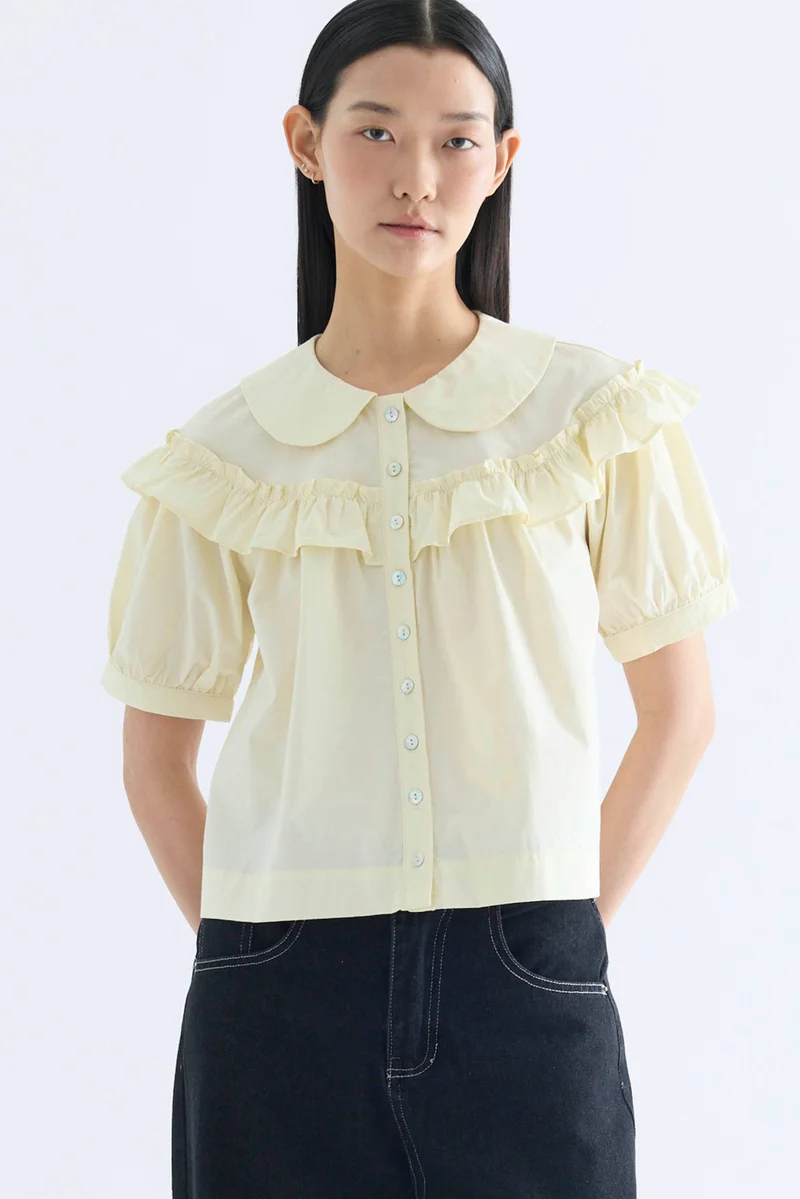 The Editor's Market Celia Ruffle Yoke Shirt - Butter