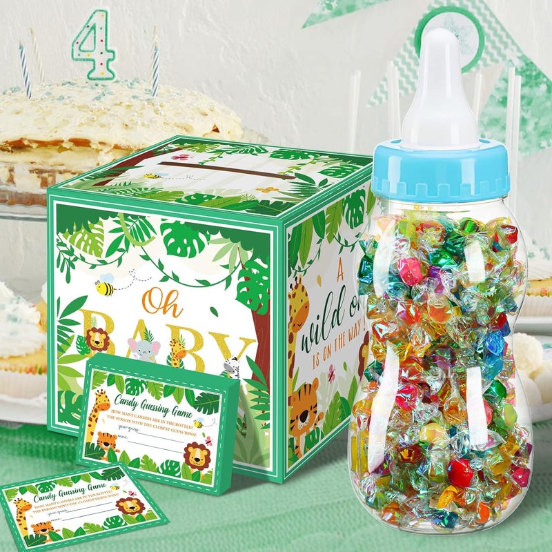 Glenmal 52 Pcs Baby Shower Games Gift Sets Large Baby Bottle for Shower Game Guess How Many Candies Decorations for Gender Reveal(Forest Animal) - Image 4