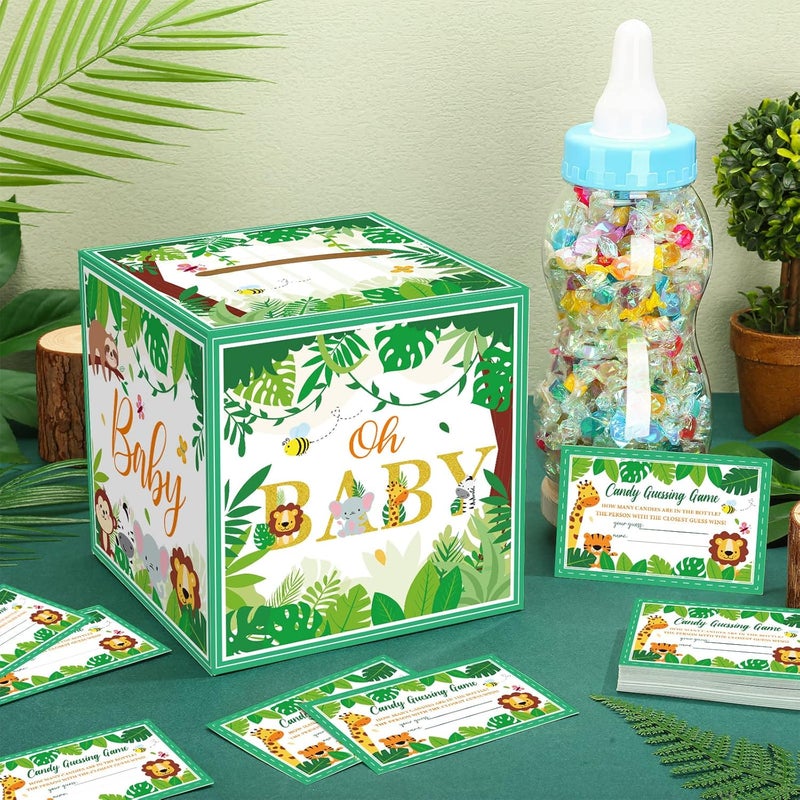 Glenmal 52 Pcs Baby Shower Games Gift Sets Large Baby Bottle for Shower Game Guess How Many Candies Decorations for Gender Reveal(Forest Animal) - Image 2