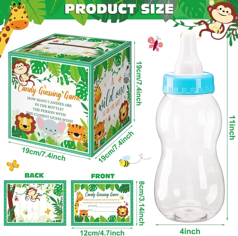Glenmal 52 Pcs Baby Shower Games Gift Sets Large Baby Bottle for Shower Game Guess How Many Candies Decorations for Gender Reveal(Forest Animal) - Image 5