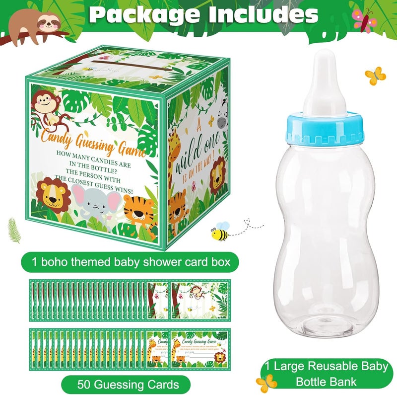 Glenmal 52 Pcs Baby Shower Games Gift Sets Large Baby Bottle for Shower Game Guess How Many Candies Decorations for Gender Reveal(Forest Animal) - Image 3