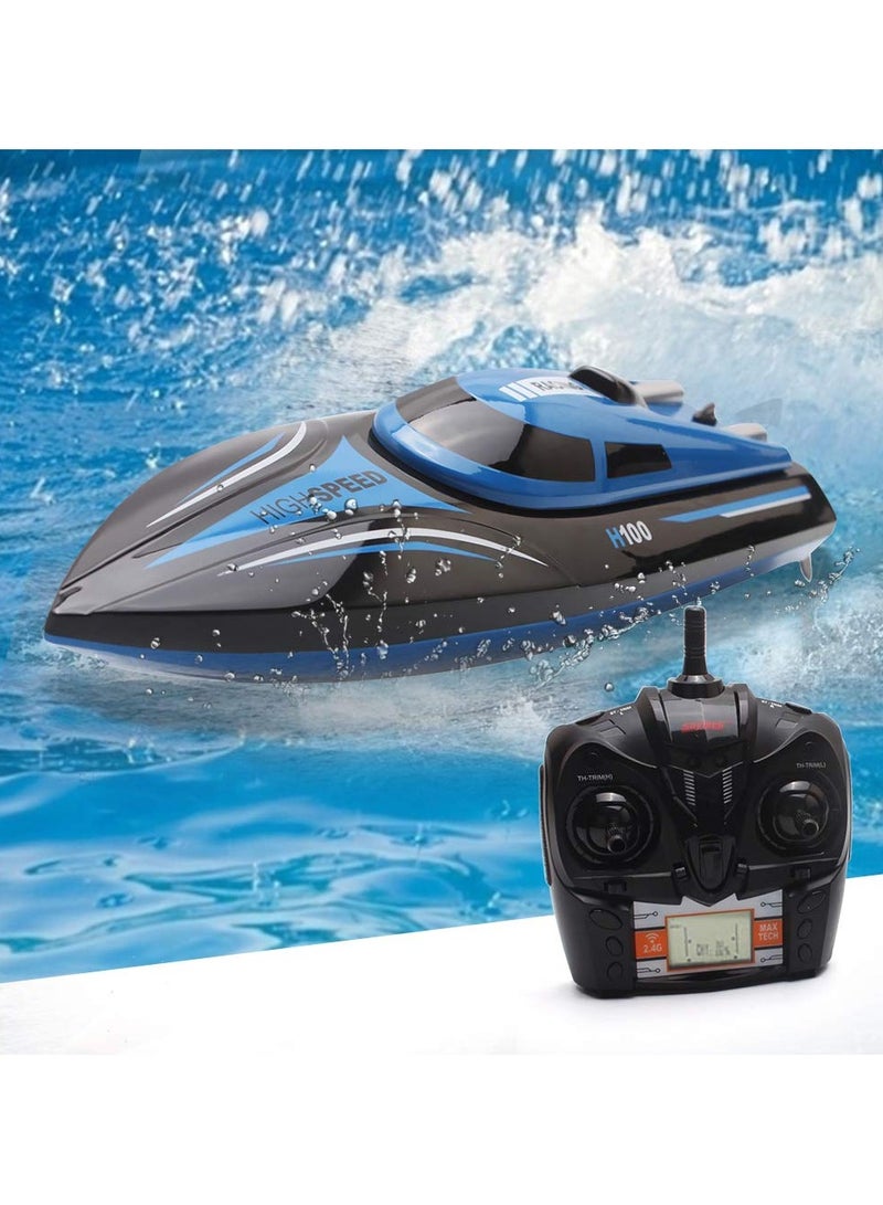 Remote Control Boat for Lakes, Pools, Outdoor Adventures 2.4G 4 Channels High Speed ​​Electric Boat Gift for Kids – Blue - Image 1