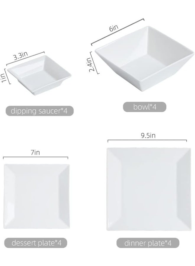 Porlien 16Piece Classic Square Dinnerware Set for 4 - Image 2