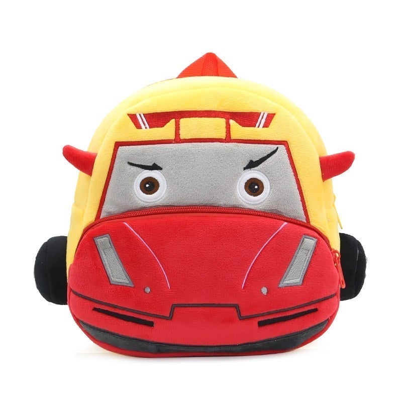 Plush Kids Backpack, Medium Race Car Vehicle Design, Soft Lightweight School Bag for Toddlers and Preschool Kids - Image 1
