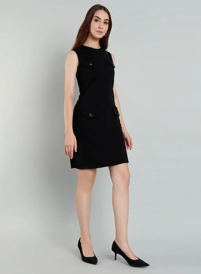 Mish Mish Women Black Pocket Detail Knee Length Dress