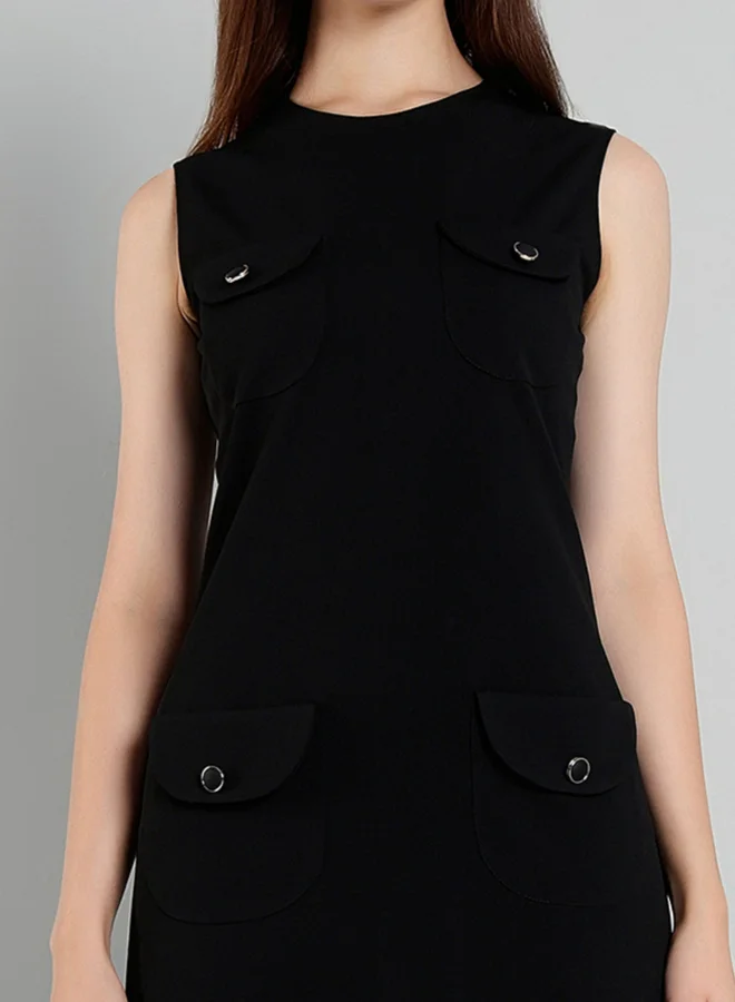 Mish Mish Women Black Pocket Detail Knee Length Dress