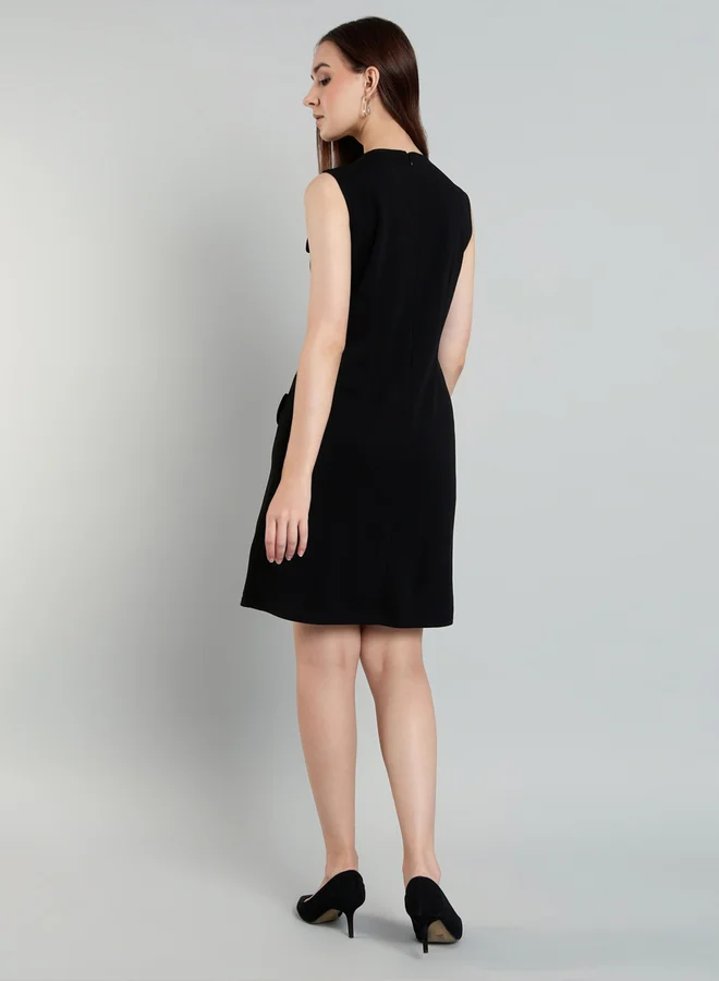 Mish Mish Women Black Pocket Detail Knee Length Dress