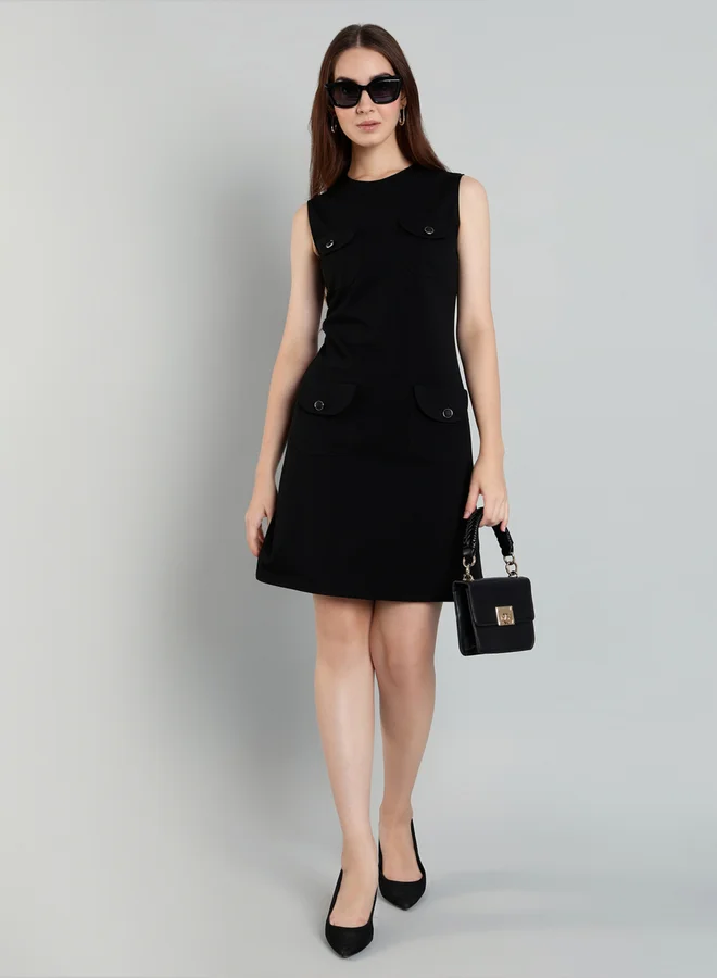 Mish Mish Women Black Pocket Detail Knee Length Dress