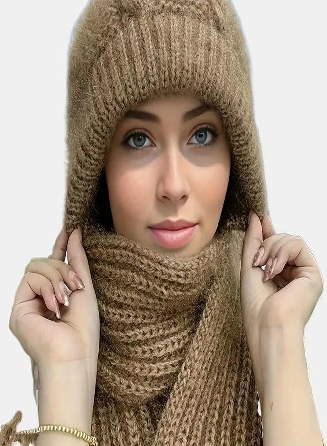 KANISYA قبعة شتوية نسائية من كانيسيا مع وشاح، قبعة صوفية محبوكة للفتيات، قبعات صوفية أنيقة للنساء مع وشاح للارتداء في الشتاء (متعددة الألوان) - Image 3