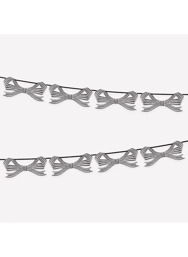 Black & White Stripy Bow Garland