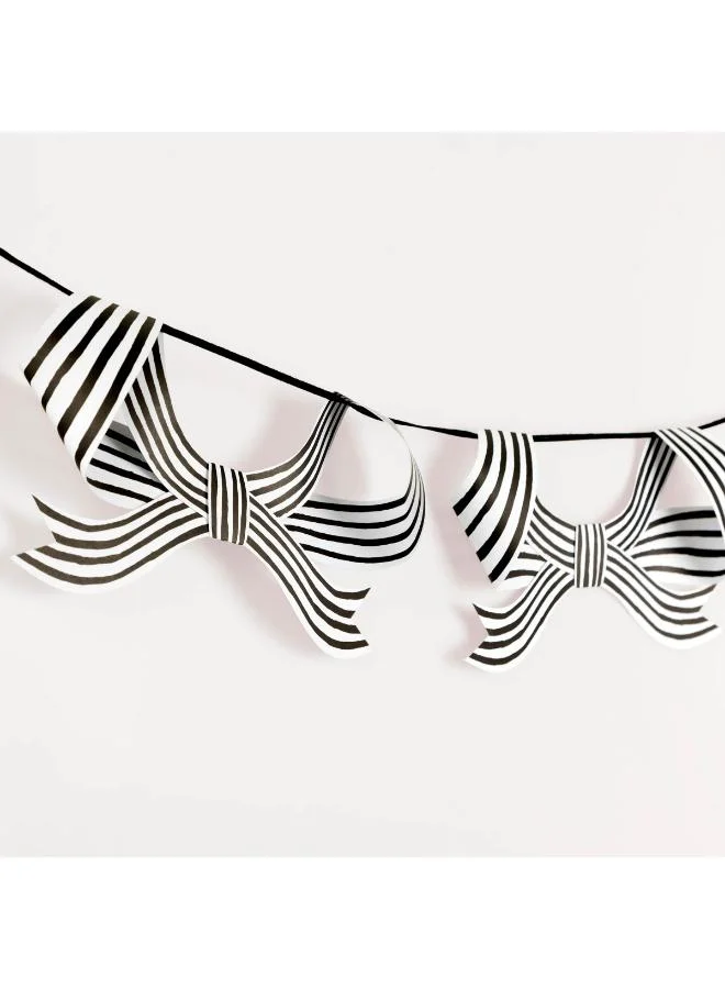 Meri Meri  Black & White Stripy Bow Garland  | Best Price UAE