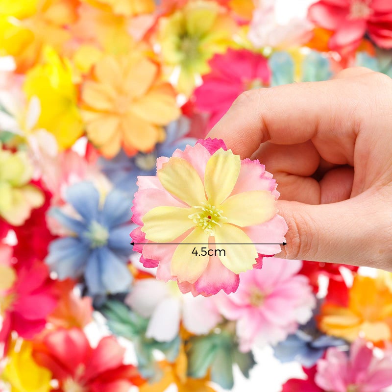 WILLBOND WILLBOND Faux Flower Heads for Crafts Artificial Silk Plum Blossom Heads for Home Room Wedding Party Marriage Car Shoes Hats  1.8 Inch (Mixed Colors  100 Pieces)  - Image 3