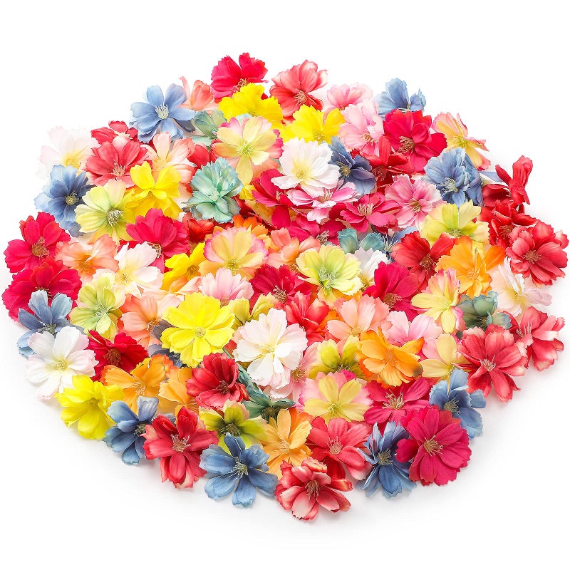 WILLBOND WILLBOND Faux Flower Heads for Crafts Artificial Silk Plum Blossom Heads for Home Room Wedding Party Marriage Car Shoes Hats  1.8 Inch (Mixed Colors  100 Pieces)  - Image 1