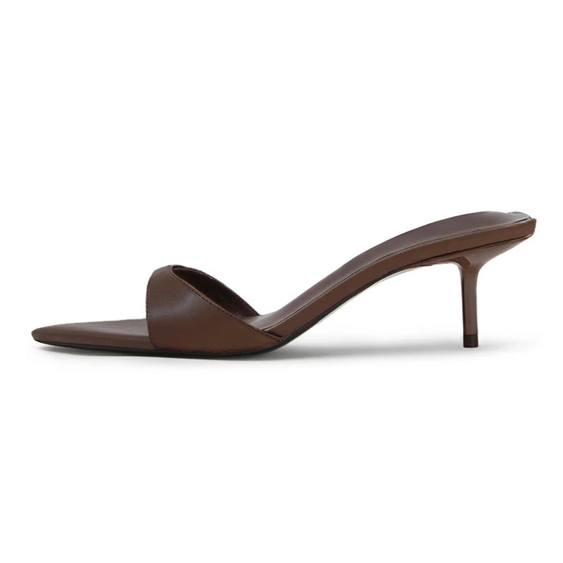 Mattiventon Brown Slingback Heels Pointed Toe Heels Kitten Mules Slip On Summer Sandals Fashion Party Wedding Prom Dress Shoes - Image 1