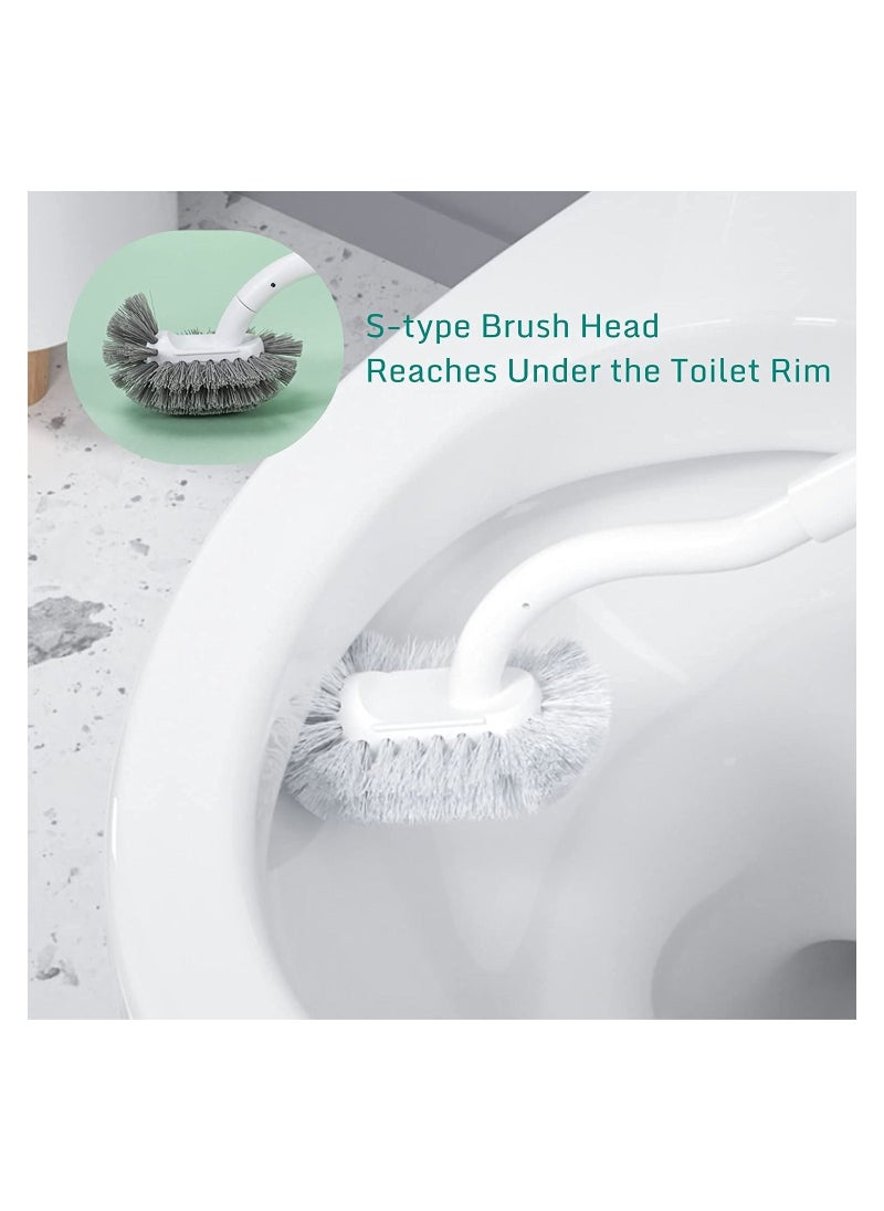 Toilet Brush with Holder,Curved Design Angled Clean Tool Wood Handle,Wall Mounted Brushes Set for Bathroom