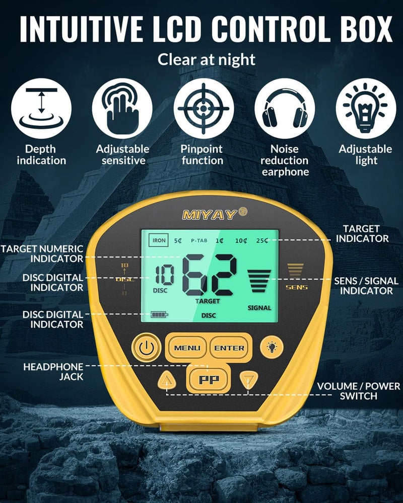 MIYAY Metal Detector for Adults (German Patent 2024), Professional Metales Detectors with LCD Display, High Accuracy, Waterproof, Pinpoint, 5 Modes, 10" Coil, Lightweight - Image 5