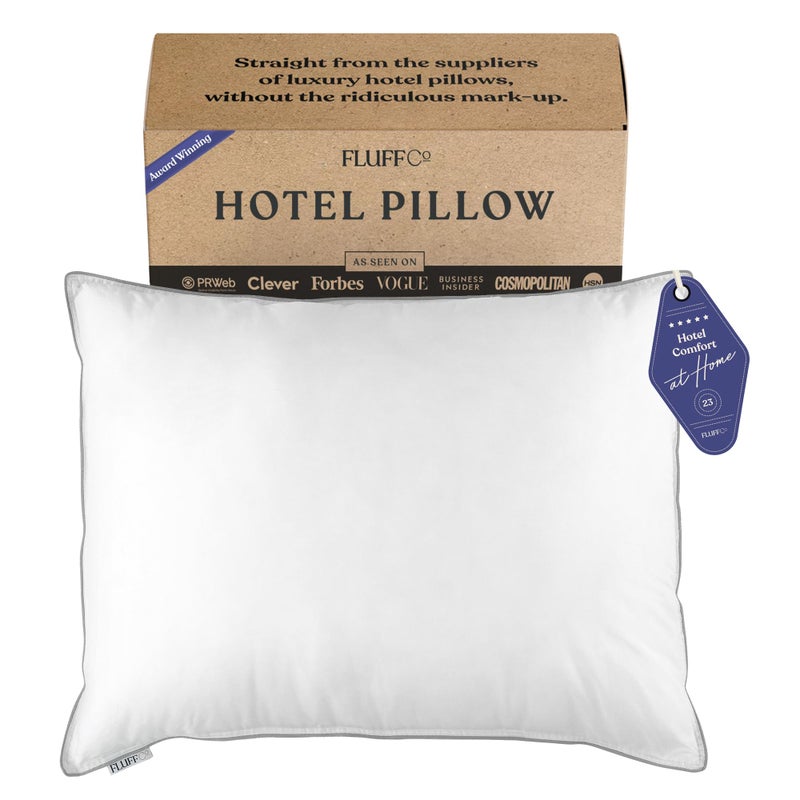 FluffCo Zen Fluff Down King Pillow with 600 Fill Power White Duck Down Stomach Sleeper Pillows Luxury Hotel Quality 300 Thread Count 100 Cotton Feather Pillows Soft King Size 1 Pack