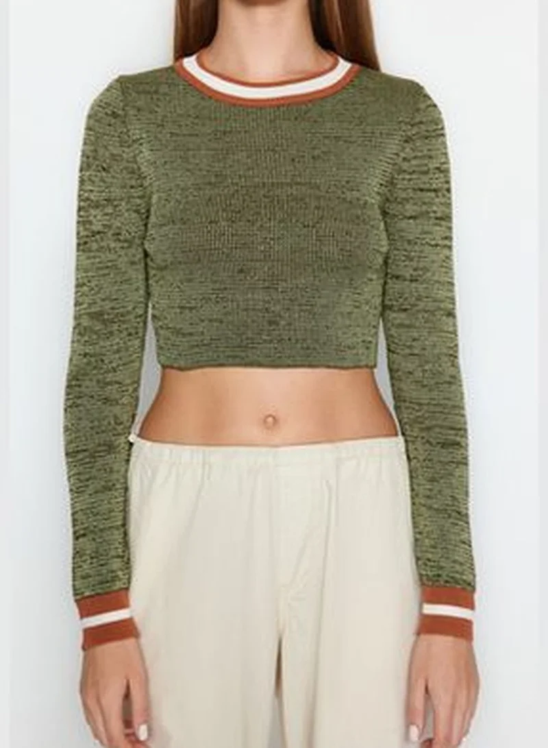 trendyol Khaki Super Crop Knitwear Sweater TWOAW24KZ01099