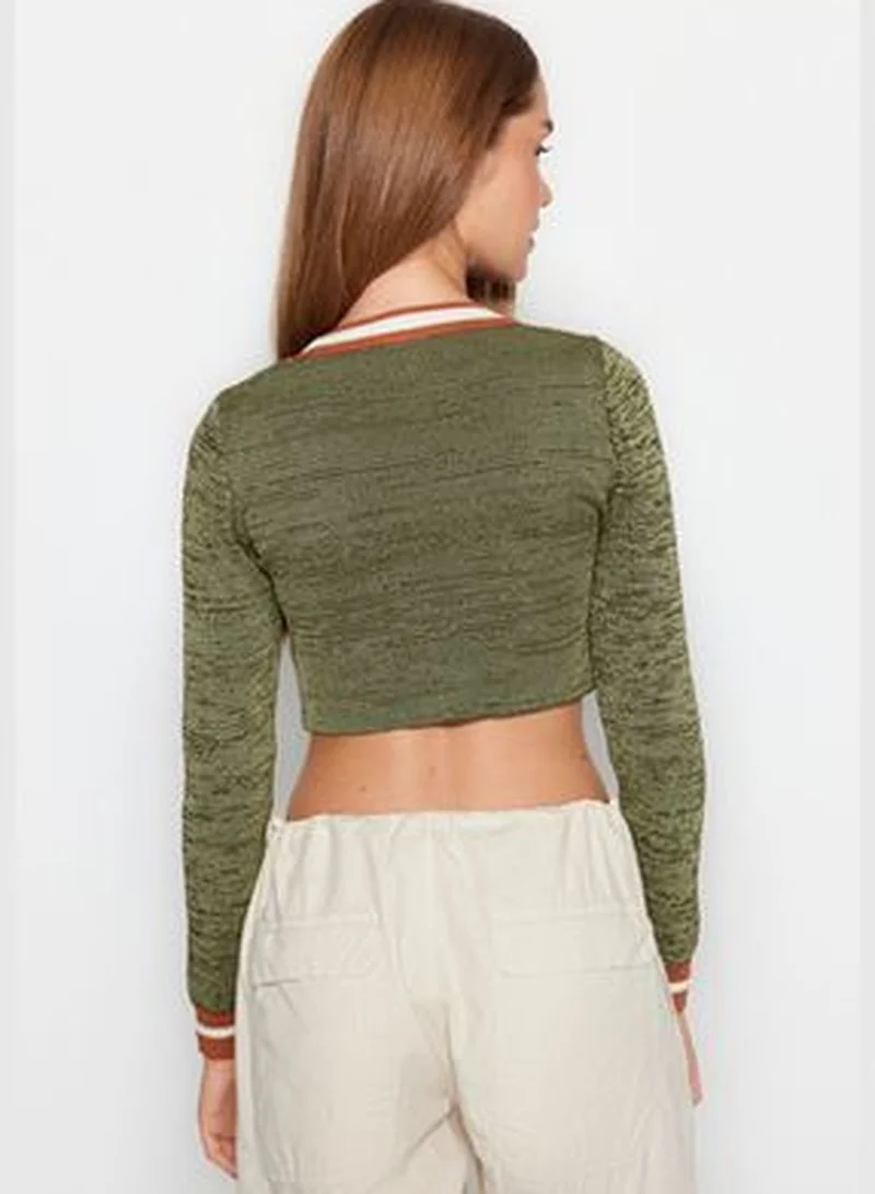 trendyol Khaki Super Crop Knitwear Sweater TWOAW24KZ01099