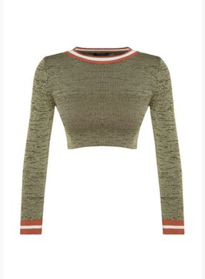 trendyol Khaki Super Crop Knitwear Sweater TWOAW24KZ01099