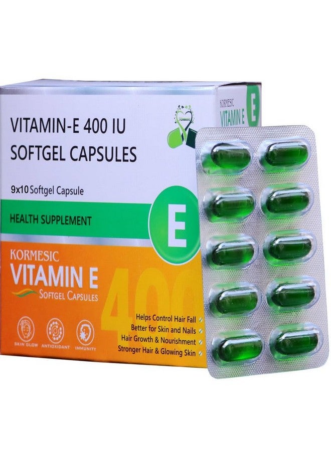 KORMESIC Vitamin E Capsule for Face and Hair | 100% Natural Vitamin E Supliment Capsule 9x10 (90 Capsule) - Image 1