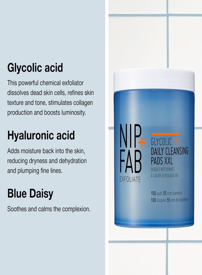 NIP+FAB Nip + Fab Glycolic Fix Daily Cleansing Pads XXL (100 Count) – 2.8% Glycolic Acid Exfoliating Face Wipes with Hyaluronic Acid – Resurfacing AHA Treatment for Daily Radiance - Image 5