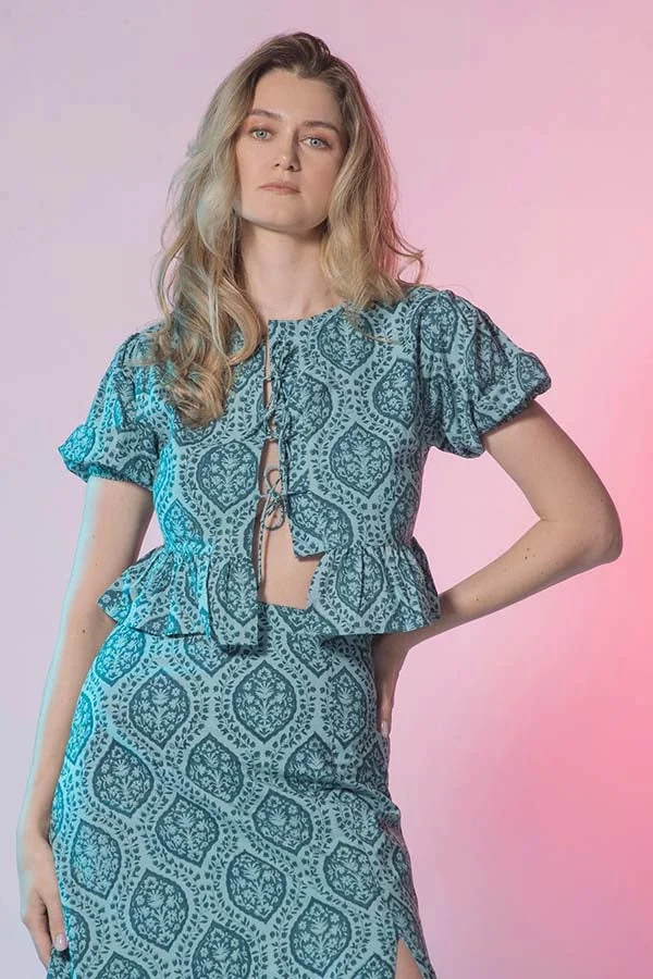 فيرجيو فيرجيو توب بربطة بطبعات جايبور قطن 100%