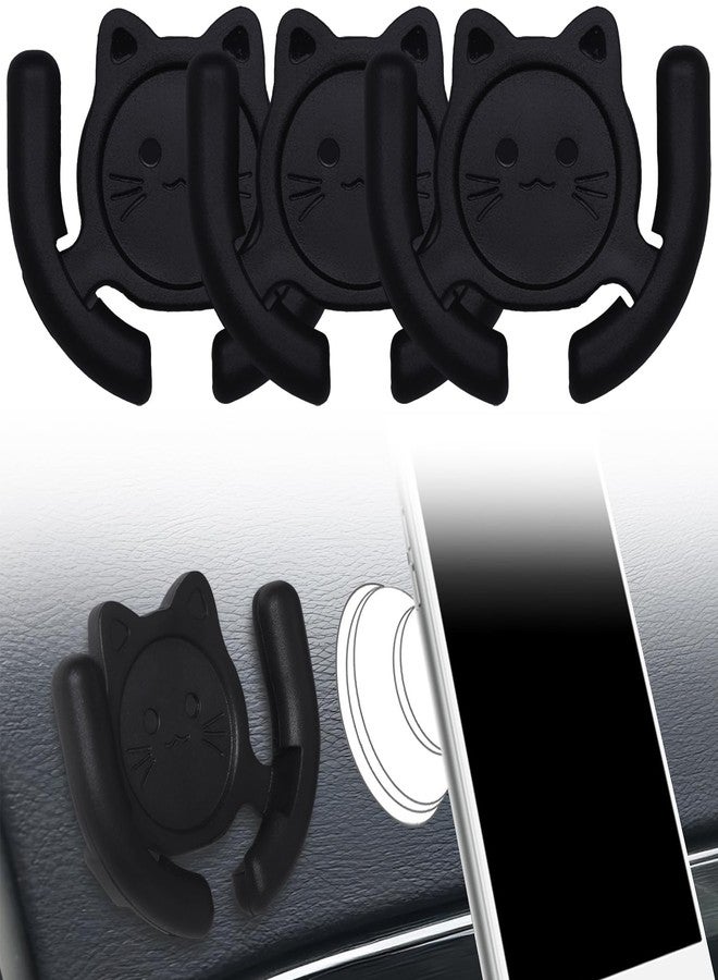 HOMEFOX Car Desk Mount Surface Mount Bracket, Cute Phone Plug, Adhesive Accessories (Black, 3 Pack) - Image 1