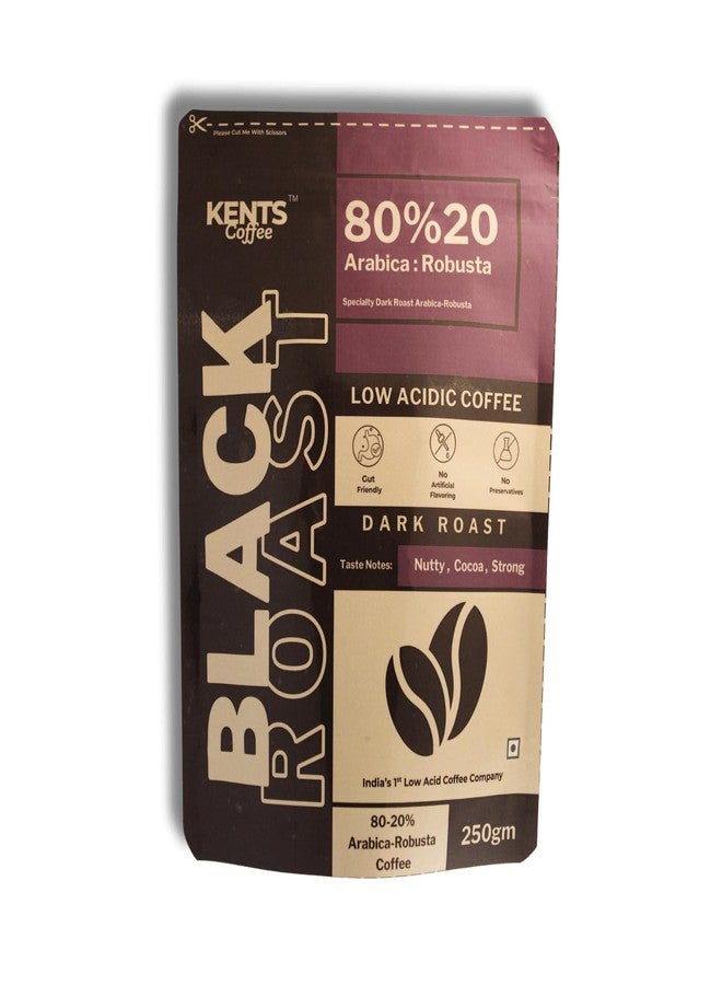 Kents Coffee قهوة كينتس السوداء المحمصة 80-20 | طحن خشن (250 جم) | تحميص داكن | طحن مناسب للضغط الفرنسي | قهوة قليلة الحموضة | مزيج قوي بنكهة المكسرات والكاكاو | حبوب أرابيكا روبوستا - Image 1