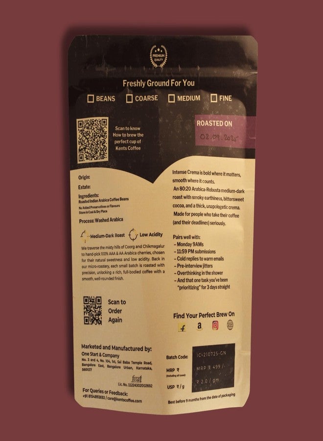 Kents Coffee قهوة كينتس السوداء المحمصة 80-20 | طحن خشن (250 جم) | تحميص داكن | طحن مناسب للضغط الفرنسي | قهوة قليلة الحموضة | مزيج قوي بنكهة المكسرات والكاكاو | حبوب أرابيكا روبوستا - Image 3