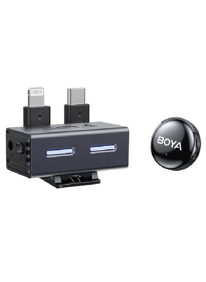 BOYA BOYALINK 3-04 Button-Sized 2.4Ghz Wireless Microphone System for USB-C, Lightning & 3.5mm Devices  - Image 1