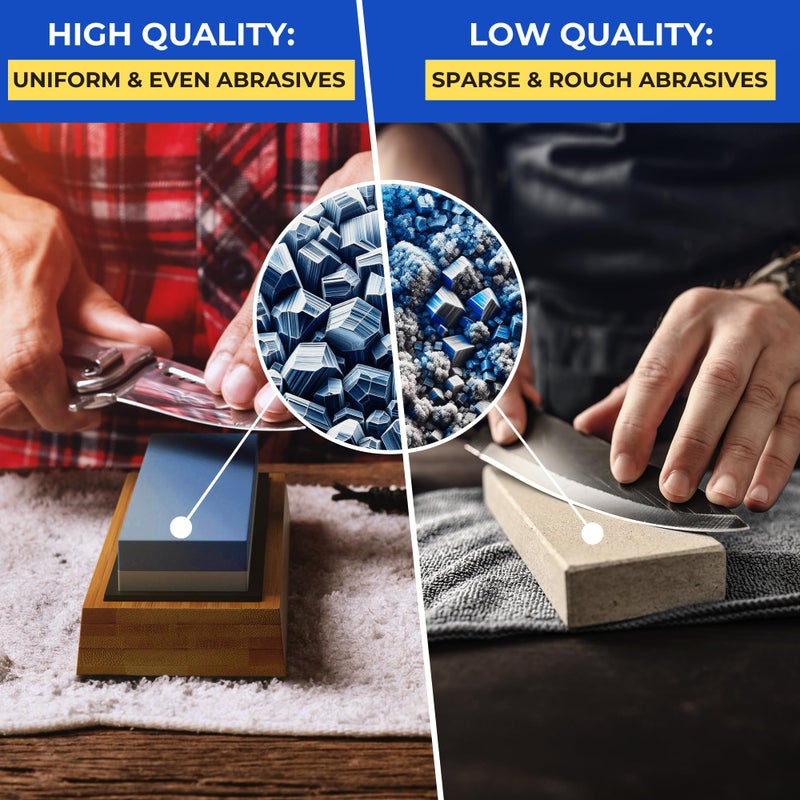 Sharp Pebble Premium Whetstone Knife Sharpening Stone 2 Side Grit 1000/6000 Waterstone- Whetstone Knife Sharpener- NonSlip Bamboo Base & Angle Guide - Image 4